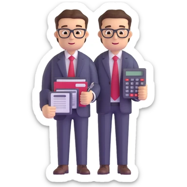 male accountant reviewing financial documents with calculator sticker