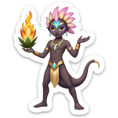Abstract elemental gloomy dusky dark pastel pale bright light shiny exotic tropical La Creatura Fakémon full body sticker