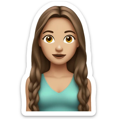 A model with long brown hair, fair skin and brown eyes sticker