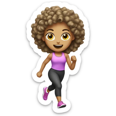 Perm girl running at gym sticker