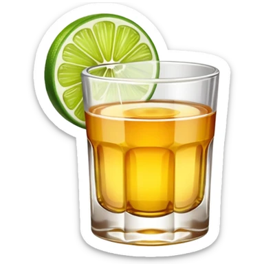 Tequila shot with lime sticker
