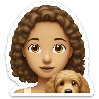 brunette girl with golden doodle  sticker