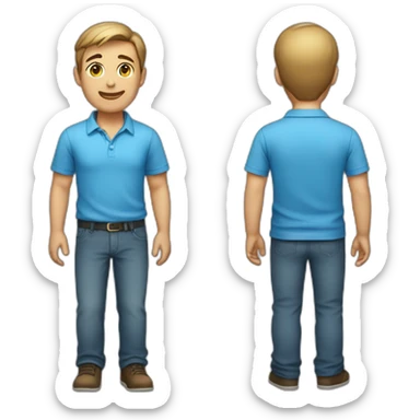 Full body picture of a male in a blue shirt sticker