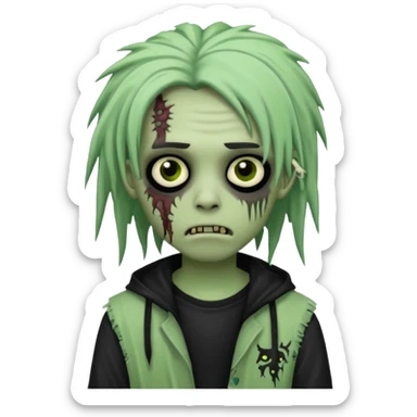 boy zombie with black dreads emo sticker