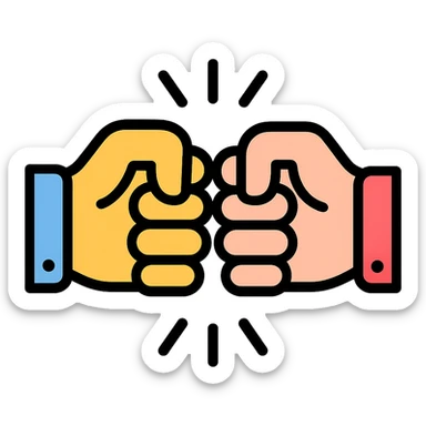 two fists doing a brofist icon with color outline sticker
