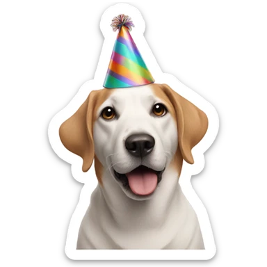 Dog with a party hat sticker