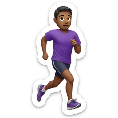 Boy Runner in purple T-shirt and swan logo sticker
