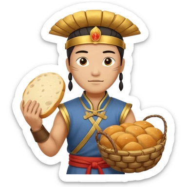 chinese ancient warrior with bread sticker