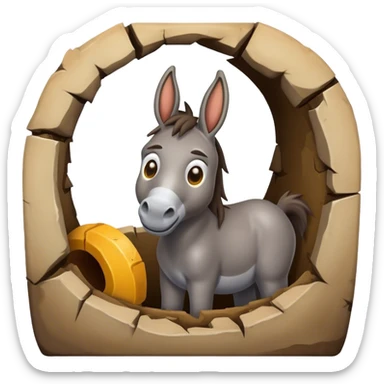 Dead emoji with donkey in a hole sticker