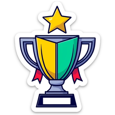 achievement trophy celebration with stars and ribbons sticker