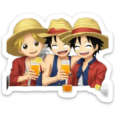 Luffy, ace and sabo drink sake sticker