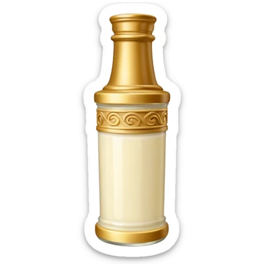 Creamy salad dressing in a bottle shaped like a roman column sticker