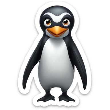 a penguin with an evil and mischievous look sticker