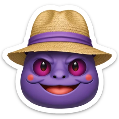 Gengar cute with sun glasses and a straw hat sticker