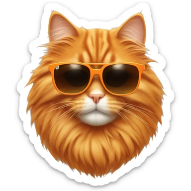 Orange floofy cat with sunglasses sticker