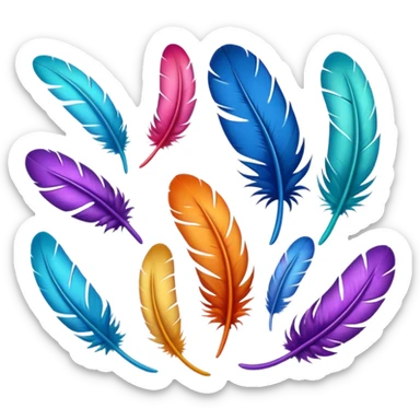 Different colored feathers floating ￼ sticker