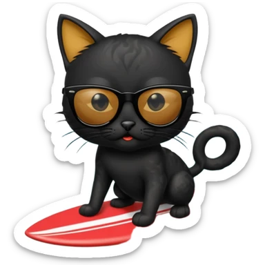 a bad kitty on the waves. make the cat look devlishish with a pair of black ray bans wayfers on. surfing  sticker