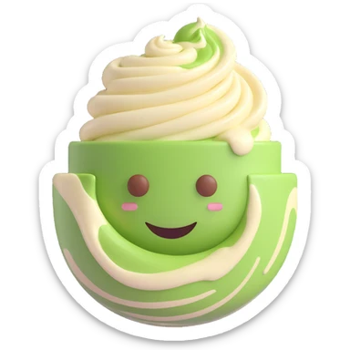 vanilla matcha 3D emoji style swirled green and cream glossy look sticker