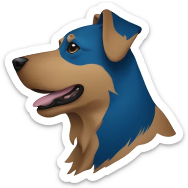 Silhouette of a dog's head in blue, barking sticker