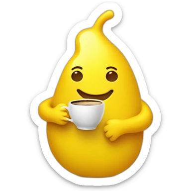 happy yellow blob holding a coffee sticker