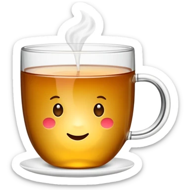 Une tasse de thé chaude avec le sachet de thé qui infuse. sticker