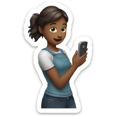 girl with a phone in hewhite girl with a phone in her hands is chattingr hands sticker