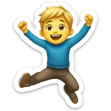 child is jumping with his arms up sticker