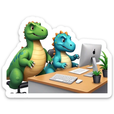 dinosaurs working in an office sticker