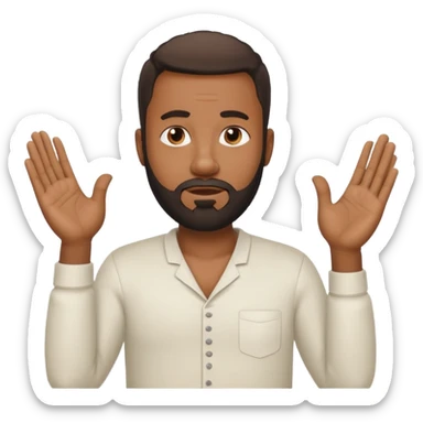 BLACK MAN WITH LOW CUT BEARD SAYING WHO CARES?! MOTIONING HANDS  sticker