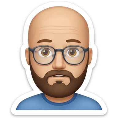 bald guy with glasses with boroda sticker