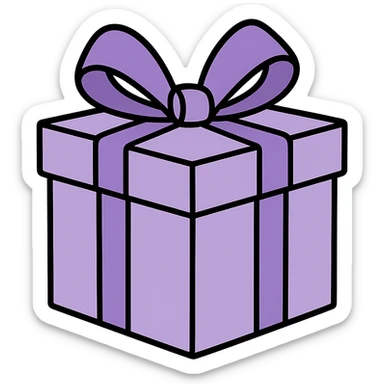 A lavender gift present for a woman, with a bow, in the same style as the reference images, with no background sticker