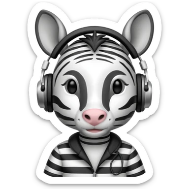 A zebra listening to music sticker