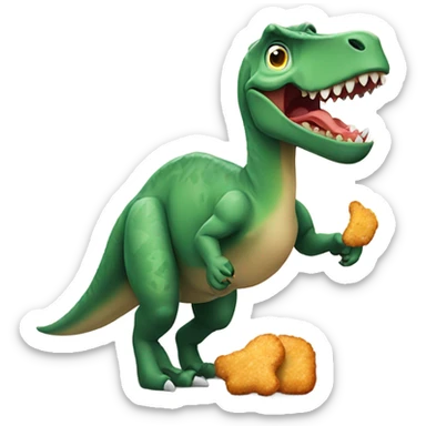 dinosaur holding a dino chicken nugget sticker