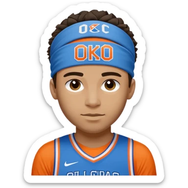 Shai Gilgous alexanderd wearing his okc blue jersey with number two with his blue headband on sticker