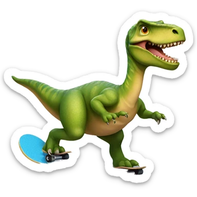Dinosaur riding a skateboard sticker