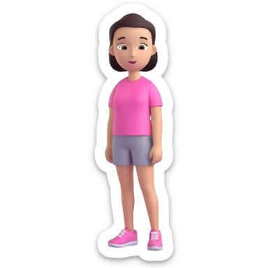 girl with oval-shaped head with flat top wearing a pink t-shirt sticker