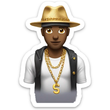 Guy with a strange hat, smart shirt and a chain like he was a rapper  sticker