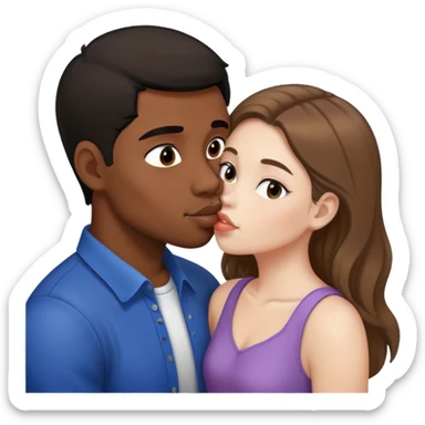 Light brown haired white girl kissing black haired Filipino man sticker