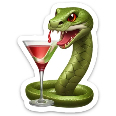 a snake with a martini and a good lipstick sticker