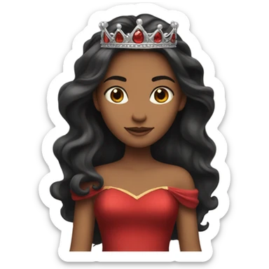 Princess- Fair skin- Long dark hair- crown- red dress  sticker