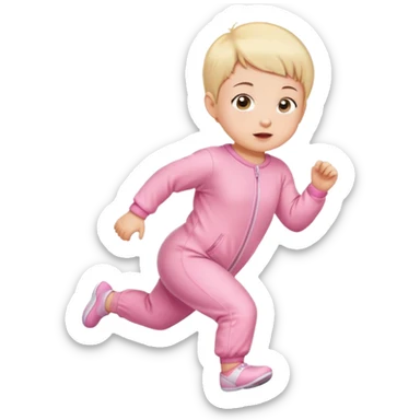 short haired infant girl running wearing pink onesie sticker