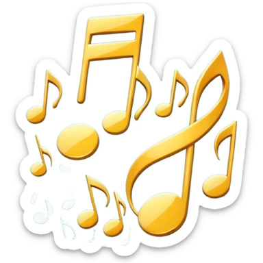 Generate an image visualizing musical notes in an abstract and dynamic composition. Let the musical notes dance in the air, forming a symphony of shapes and symbols that convey the essence of sound. Show the notes floating and intertwining in air, creating a visually harmonious composition.” sticker