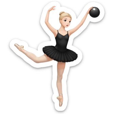 full body balet with black tutu holding ball sticker