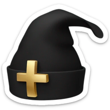 Black cap with gold cross on it no face sticker