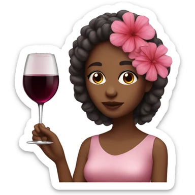 girl pink flowers and a little bit of red wine  sticker