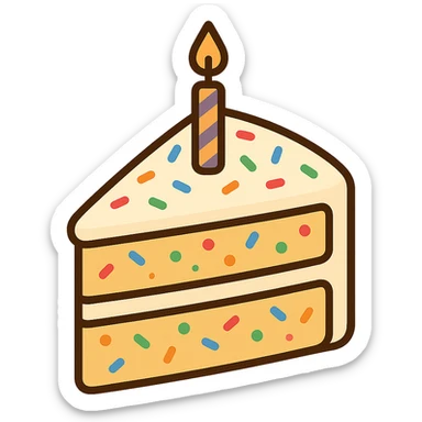 flat toon slice of funfetti birthday cake sticker