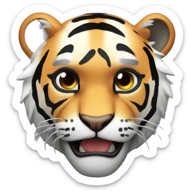 create a emoji tiger is crying style robot  sticker