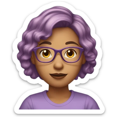 young-woman-with-glasses-and-medium-length-wavyginger-hair-halding-a-book-with-lilac-tshirt sticker