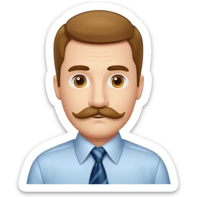 long mustached man with tie sticker