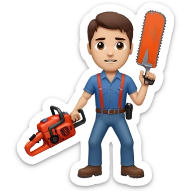  ash from the movie evil dead  movie Emoji with change all in the place of his right hand sticker